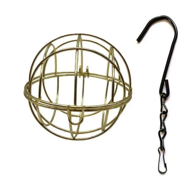 Alimentador de Pássaros Esférico com Suporte Suspenso em Metal para Jardins ao Ar Livre
