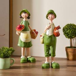 Resina Miniaturas de Casal Boneca Estatueta, simples Estátua, Decoração Home, Sala, Gabinete e Decoração de Mesa, Acessórios Adoráveis, 2PCs - Image 1