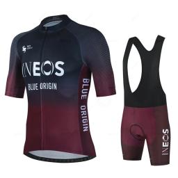 Ineos 2025 homens manga curta conjunto camisa de ciclismo verão roupas mtb maillot ropa ciclismo roupas esportivas azul terno - Image 4