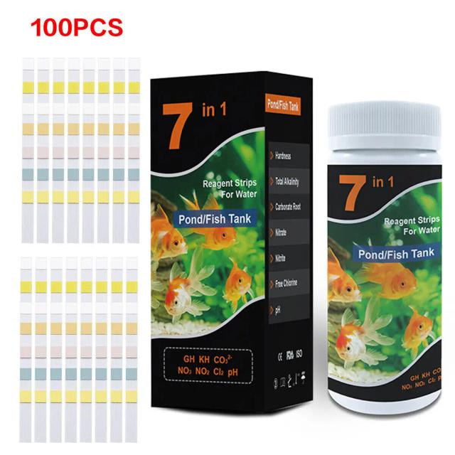 Kit Completo para Aquarismo: Teste de Água Tropical com Tiras 7 em 1 (100x) para PH e Qualidade da Lagoa