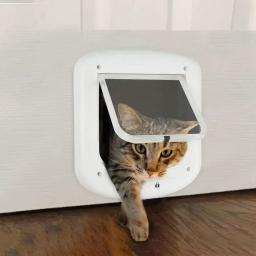Smart 4 Way Locking Cat Door, Microchip Ativado, Durável Interior Exterior Cat Flap com Chip Door para Gatos e Atividade para Cães Pequenos - Image 1
