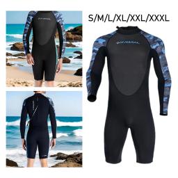 Fato de neoprene masculino, roupas de banho curtas, manter aquecido, zíper traseiro, proteção solar, esportes aquáticos, surf, natação, 2mm - Image 4