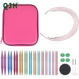 QJH-Conjunto De Agulhas De Tricô Circular Intercambiáveis, Agulha De Alumínio Para DIY Artesanal, Acessórios De Tricô, 3mm-10mm, 13 Pares - Image 1
