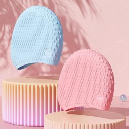 Boné de silicone para adultos, boné de natação impermeável para mulheres e homens, elástico alto, chapéu de banho, acessórios de piscina - Image 3