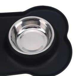 Tigela de cachorro dupla antiderrapante com esteira de silicone, aço inoxidável durável, alimentador de água, pet feeding, tigelas para cães e gatos - Image 5
