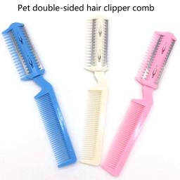 Pet aparador de pêlos pente corte gato do cão com 2 lâminas grooming razor desbaste escova de cabelo pente produtos para gatos - Image 1