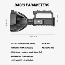Lanterna LED recarregável USB poderosa portátil, lanterna de pesca impermeável, tocha de alta potência, lâmpada de acampamento ao ar livre - Image 5