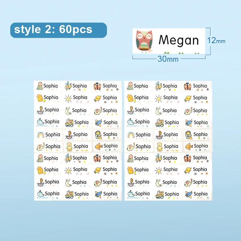 Etiqueta personalizada do nome para crianças, decalques Kawaii impermeáveis, etiqueta personalizada do primeiro nome, papelaria escolar, etiqueta da garrafa - Image 1