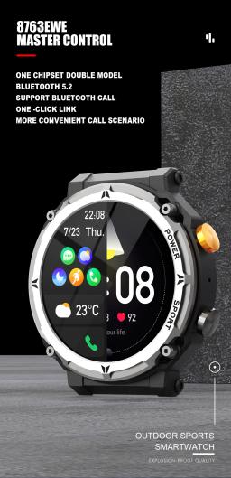 YTOM-C21 PRO Smartwatch Impermeável, 1.39 ", Tela 360x360, Chamada Bluetooth, Monitor de Freqüência Cardíaca, Natação - Image 2