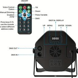 RGB luzes coloridas do disco com controle remoto, luz do controle do som, partido do DJ, fase do casamento, lâmpada ambiental do festival, 36LED, DMX512, 1 Pc, 5 Pcs, 10Pcs - Image 6