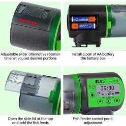 Alimentador de alimentação automático inteligente ajustável, LCD indica, tanque de peixes automático temporizador, alimentador automático, acessórios para aquário - Image 4