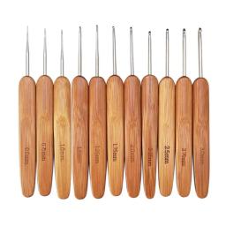 Ganchos de crochê ergonômicos agulhas de crochê cabo de madeira de bambu gancho de crochê tecer fio artesanato diy ferramentas de costura - Image 2