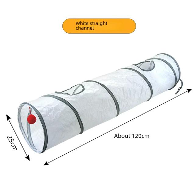 Túnel Branco Interativo para Gatos com Brinquedos e Suprimentos para Animais de Estimação