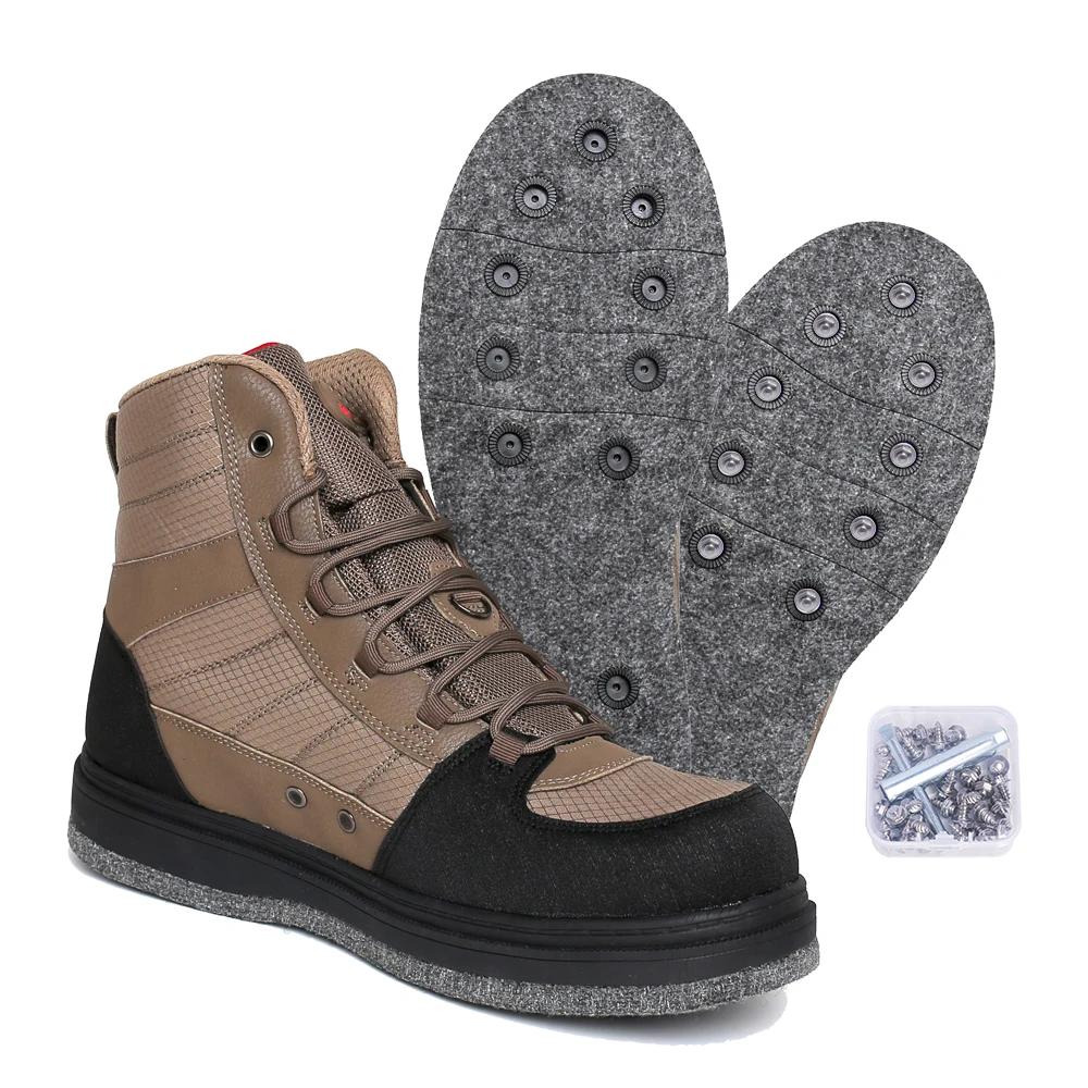 Botas de pesca antiderrapante masculinas, feltro sola, leve, caça, fundo, sapatos com parafusos de metal - Image 1