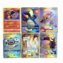 Pokémon Sun e Moon Foil Flash Cards, Charizard e Braixen, Jogo Lono Entei, Cartões de coleção Anime Shining, Brinquedos de presente - Image 1