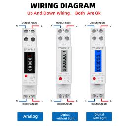 18mm monofásico 1p 2 fios wattímetro digital consumo de energia medidor de energia analógico kwh ac 230v 50hz lcd elétrico montagem em trilho din - Image 5