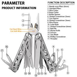 Portátil Multitool de Bolso para Sobrevivência ao Ar Livre, 420 Aço Inoxidável, Alicate, Faca, Chave de Fenda, Camping, Caça e Caminhadas - Image 1
