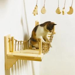 Montado na parede gato ponte pet gato árvore casa cama rede sisal gato escada passo scratcher post gato escalada quadro móveis brinquedo do gato - Image 4