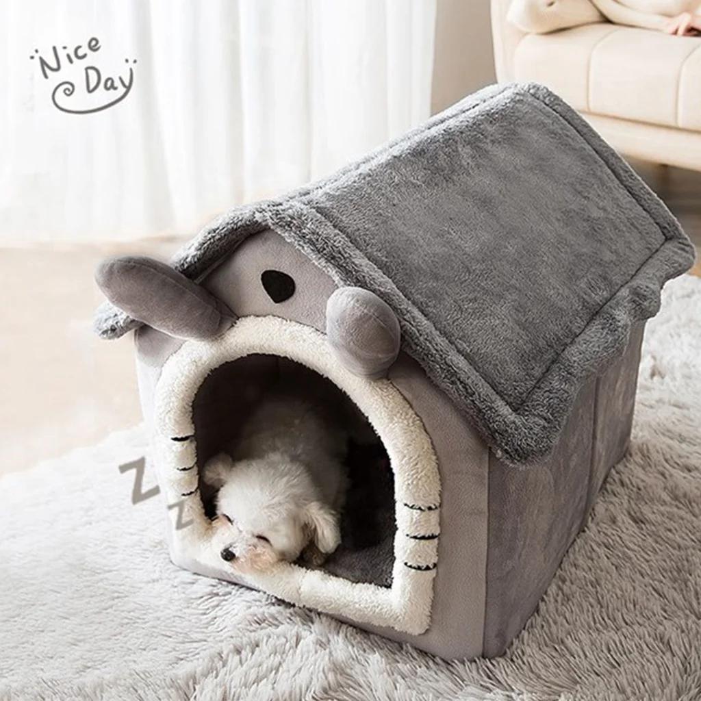 Cama dobrável para gatos/cachorros, cama para dormir para animais de estimação, removível e lavável, canil para casa de cachorro, ninho interno para gatos - Image 1