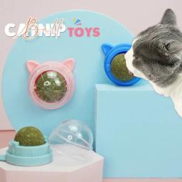 Natural Catnip gato rotativo parede bola brinquedos, lambendo lanches, nutrição saudável bola, limpeza dos dentes brinquedo, Pet fornecimentos - Image 2