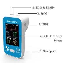 Berry Pet Saúde Bluetooth Veterinária Multiparameter Monitor, medidor De Oxigênio No Sangue, ECG - Image 4