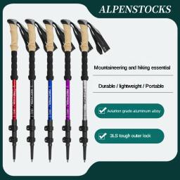 Bastões anti-choque ultraleves, alumínio, caminhadas ao ar livre, trekking telescópico, pólos de escalada, bengalas, 135cm, 1pc - Image 1