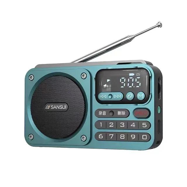 Sansui-portátil de bolso FM rádio, Bluetooth Speaker, gravador ao ar livre, impermeável, Wireless HIFI, Music Player, suporta cartão TF, FLAC - Image 1
