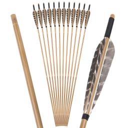 Flechas de bambu com arco com pena de peru, eixo para arco e flecha ao ar livre, acessórios de caça, 85cm, 8mm, OD - Image 5