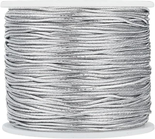 Cordão Metálico Elástico para Enfeite de Natal - Fenda Metálica, Ribbon Stretch, 1mm, 109 Jardas