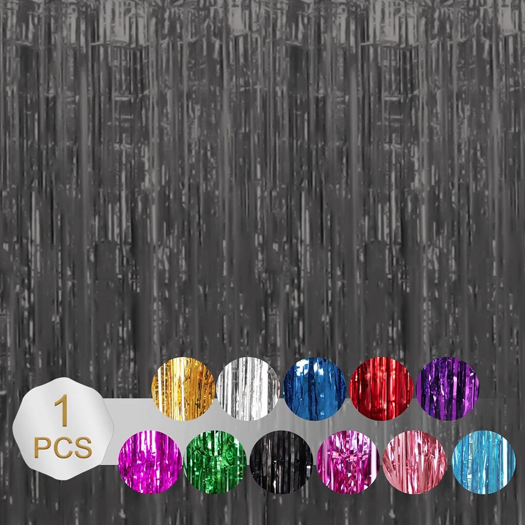 Folha De Alumínio Streamers para Decorações De Festa, Cortina De Franja Para Festa De Aniversário, Ouro, 1x2m, 6.5ft, 1Pc Set - Image 1