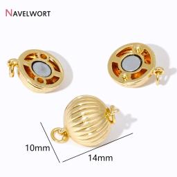 Fechos magnéticos fortes de latão banhado a ouro real 14K para fazer joias, conector de fecho magnético, fechaduras para joias, fecho para pulseira - Image 4