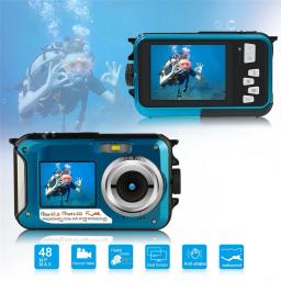 Impermeável Dual Screen Câmera Subaquática, Câmera Digital Anti-Shake, Gravador de Vídeo Selfie, Câmera Ação, HD, 48MP, 4K 30FPS, 2,7" - Image 1