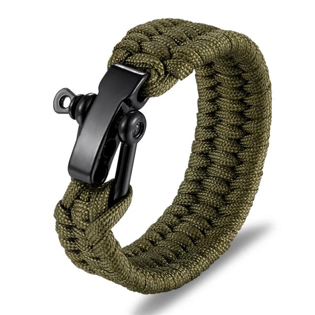Pulseira de Sobrevivência Trançada Ajustável com Fivela de Aço Inoxidável para Aventureiros e Exploradores