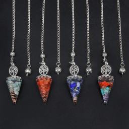 Natural Chakra Cura Cristal Pêndulo Radiestesia, Reiki Pedra Chips, Pêndulo Pêndulo Orgone, Spirituel Árvore da Vida, Jóias - Image 6