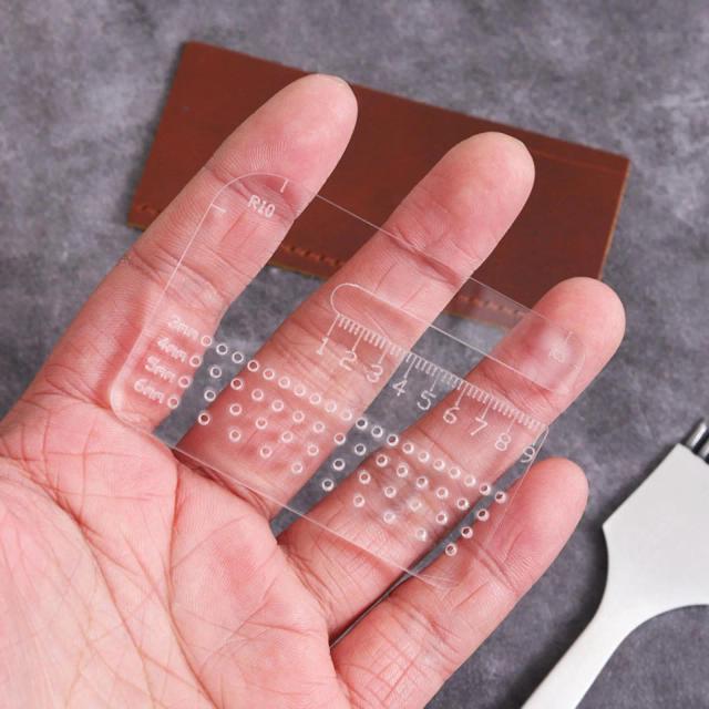 Régua de Perfuração e Corte para Couro com Estêncil em 3mm, 4mm, 5mm e 6mm - Ferramenta Manual para Modelos de Canto Circular