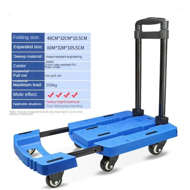 Carrinho de Compras Retrátil Multifuncional com Rodas Mudas e Cabo de Pull para Casa e Jardim