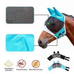 Máscara de cavalo respirável multi-tamanho, anti-mosquito, passado para evitar a capa do mosquito, adequado para cavalos pequenos, médios e grandes - Image 4
