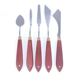 Pintura misturando o raspador de aço inoxidável arte espátula special-shaped slicer para óleo de aquarela acrílico 5 pces estilo a - Image 2