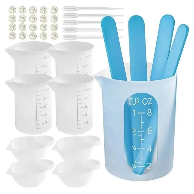 Kit Completo de Medição em Resina de Silicone para Artesanato, DIY e Slime - Ferramentas e Acessórios Estilosos