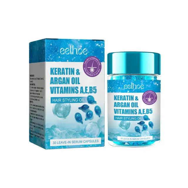 Tratamento de Cápsulas de Queratina para Cabelos Sedosos: Reduzir Pontas Duplas, Suavizar e Endireitar Fios Encaracolados e Danificados, Hidratar e Nutrir com Vitamina C