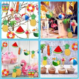 Coco e Flamingo enfeites de madeira, pintura DIY artesanato para crianças, decoração para festas na piscina, presentes suspensos, 12 unid, verão - Image 6
