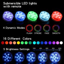 Lâmpada conduzida subaquática com controlo a distância, rgb, subaquático, associação, aquário, carregamento do usb, ip68, impermeável - Image 6