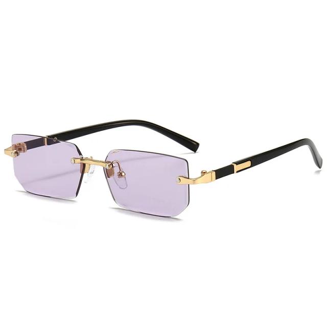 Óculos de sol sem aro para homens e mulheres, tons pequenos, óculos quadrados, viagem de verão, moda popular, feminino, masculino