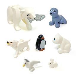 8 pçs mini animais polares asst blocos de construção brinquedos diy urso polar urso branco lobo leão marinho gaivota coelho peixe pinguim tijolos - Image 4