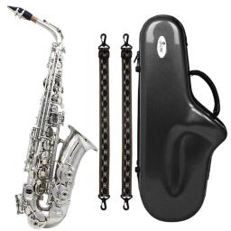 Saxofone Alto Latão Material com Correia, pano de limpeza, suporte Trimmer, E-Flat, Eb, prata - Image 2