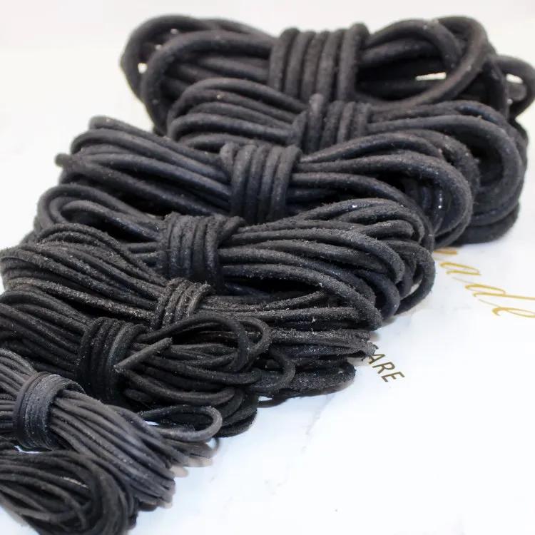 Fio de corda de couro genuíno para DIY Jóias Artesanato, preto fosco, marrom, cinto fosco, redondo, cor natural, 100% genuíno, 2 m - Image 1
