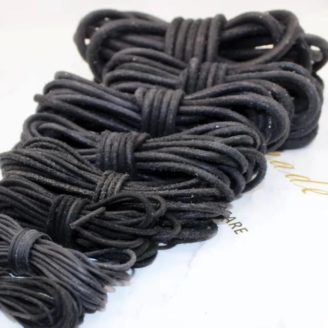 Fio de Corda de Couro Genuíno para Artesanato DIY - Preto Fosco, Marrom e Cor Natural, 2 m de Versatilidade para Joias e Cintos