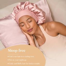 Nenhum calor modelador de cabelo e cetim touca de dormir conjunto heatless cabelo curling bandana garra de cabelo clipe anéis de cabelo macio dormir chapéu salão de beleza - Image 2