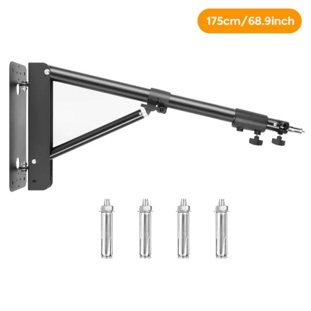 Suporte de Estúdio Fotográfico Ajustável com Iluminação de Anel e Boom de Parede para Câmeras