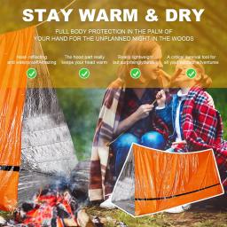 Tenda tubo impermeável para caminhadas ao ar livre e camping, Survival Shelter, cobertores de emergência, Survival Gear, 2 pessoas - Image 2